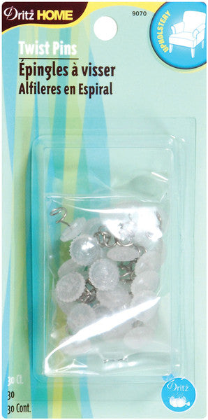 Upholstery Decorative Twist Pins 30/Pkg-Clear