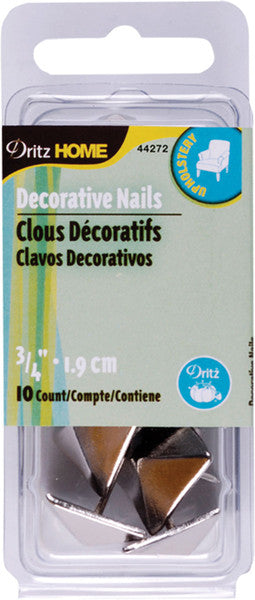 Upholstery Decorative Nails 3/4" 10/Pkg-Nickel Squ