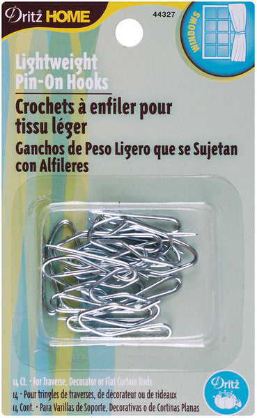 Pin-On Drapery Hooks Lightweight 14/Pkg-