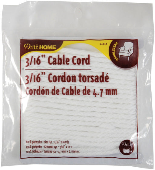 Cable Cord 3/16" 10 Yards/Pkg-White