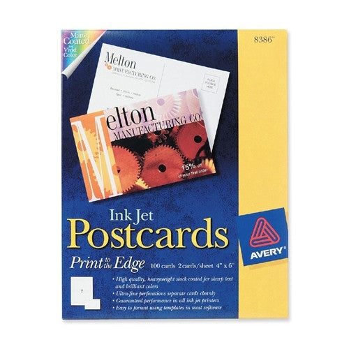 Avery Consumer Products Inkjet Postcard, Perforated, 4"x6", 50/BX, White