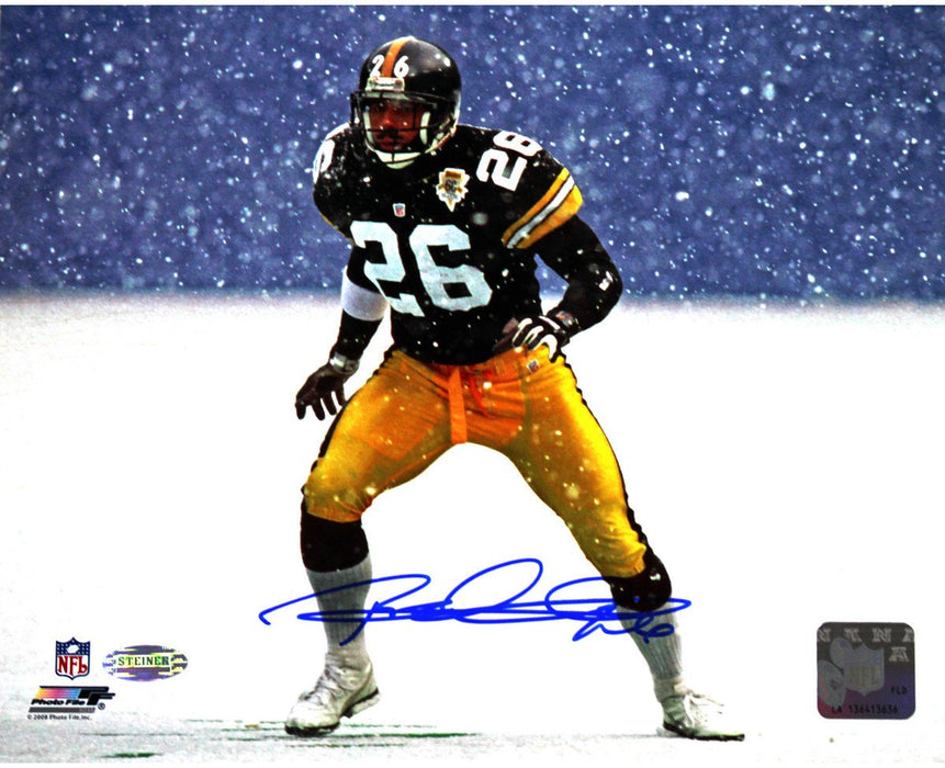 Rod Woodson Signed Steelers In Snow 8x10