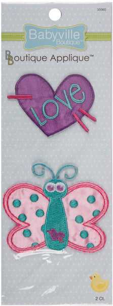 Babyville Boutique Appliques-Butterfly & Heart