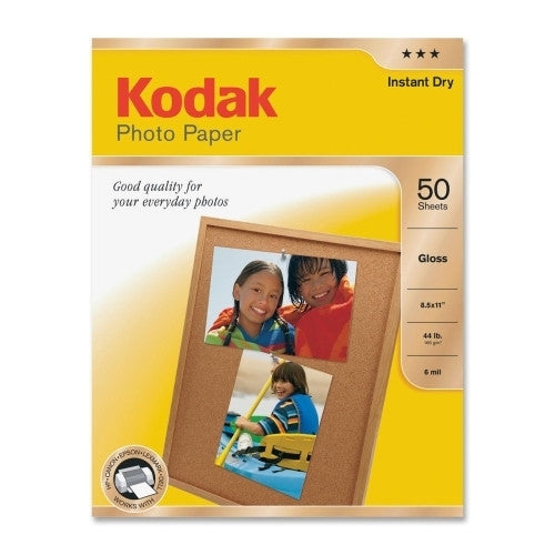 Eastman Kodak Photo Paper, Glossy, 8-1/2"x11", 50/PK, White