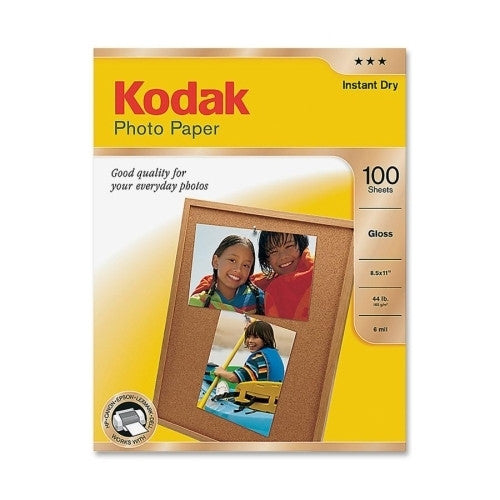 Eastman Kodak Photo Paper, Glossy, 8-1/2"x11, 100/PK, White