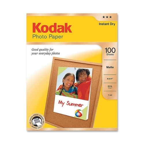 Eastman Kodak Photo Paper, Matte, 8-1/2"x11, 100/PK, White