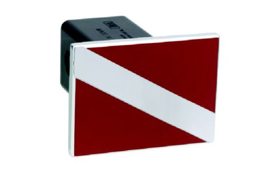 Divers Flag - Red & Polished - Square - 2 Inch Billet Hitch Cover