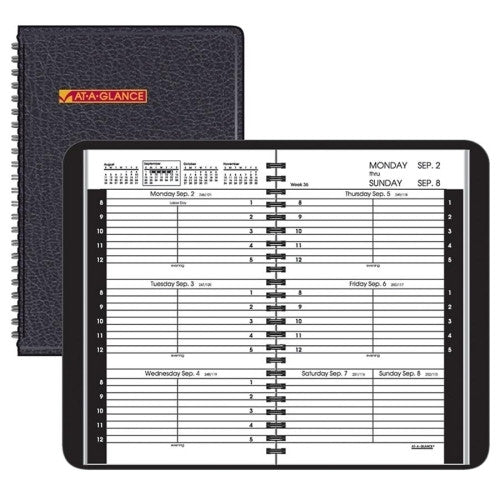 Weekly Appointment Book, 14 Month, Black