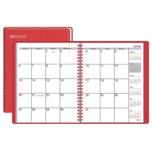 Monthly Planner, 12 Months Jan-Dec, 2PPM, Red