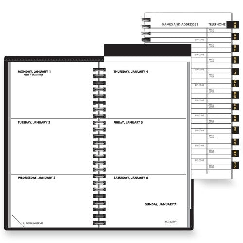 Weekly Appt Bk,12 Months Jan-Dec, Black