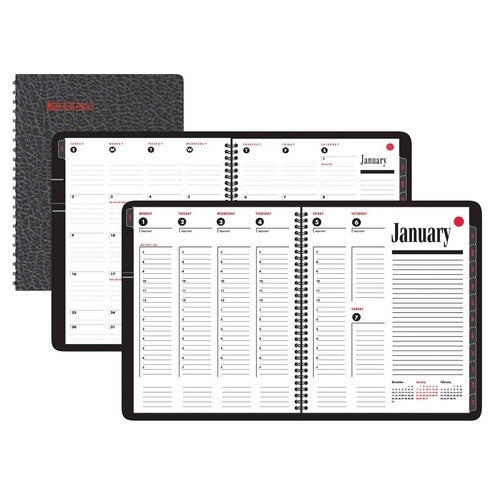 Weekly/Monthly Appointment Book,12 Months Jan-Dec, Black