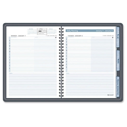 Daily Action Planner, Tabbed, 6-7/8"x8-3/4", Black