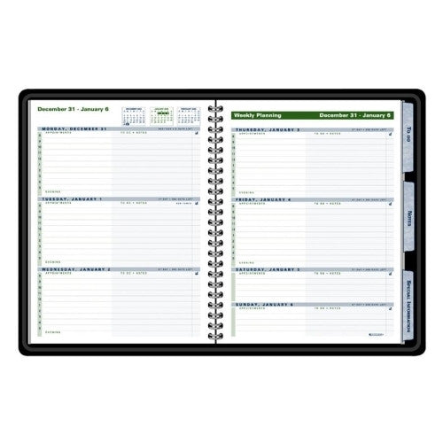 Weekly Planner, 12 Months Jan-Dec, Black