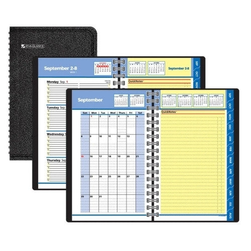 QuickNotes Weekly/Monthly System, 4-7/8"x8", Black