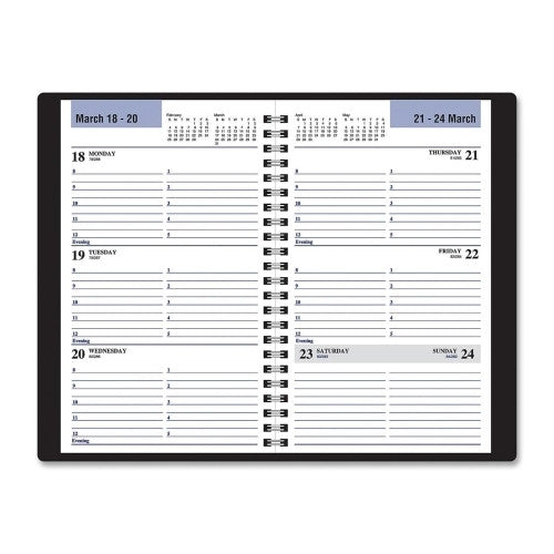 Weekly Planner, 13-Month, July-July, 4-7/8"x8", Black