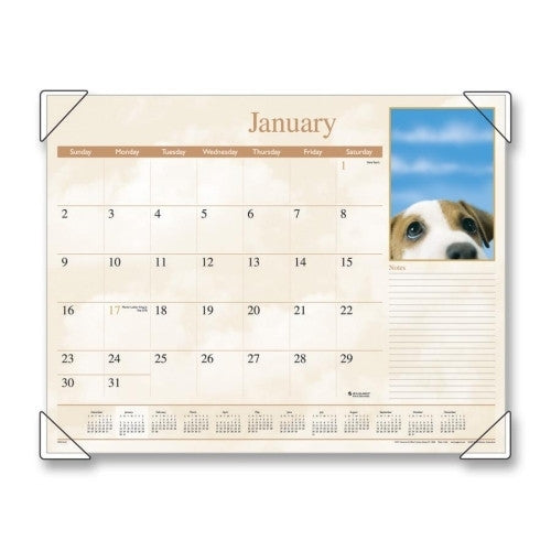 At-A-Glance Monthly Desk Calendar,12-Month Jan-Dec,Puppy Images,22"X17"