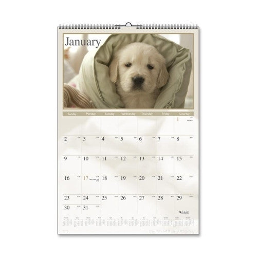 At-A-Glance Monthly Wall Calendar,Jan-Dec,Puppy Images,15-1/2"x22-3/4"