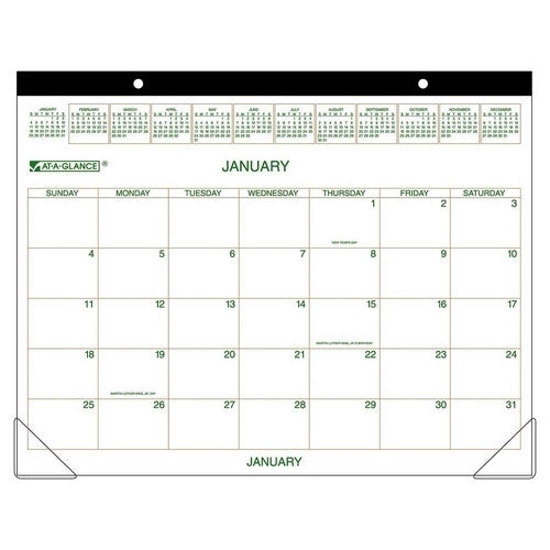 At-A-Glance Two-Color Desk Pad, Jan-Dec, 22"x17", Black Headband