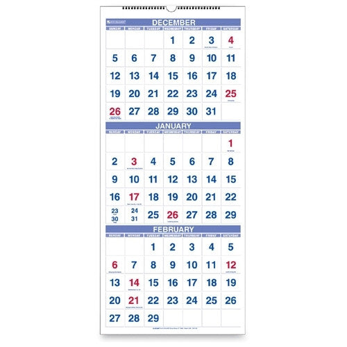 At-A-Glance Wall Calendar,14 Months Dec-Jan,3MPP,12"x27",White