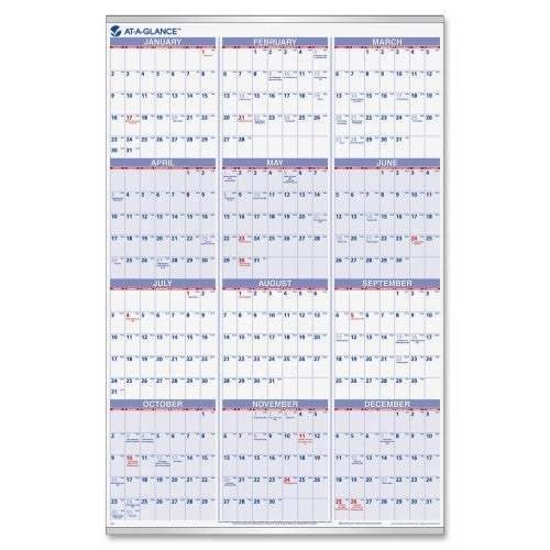 At-A-Glance Yearly Wall Calendar, Jan-Dec, 24"x36", Blue/White