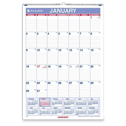 At-A-Glance Monthly Wall Calendar,Jan-Dec ,8"x11"