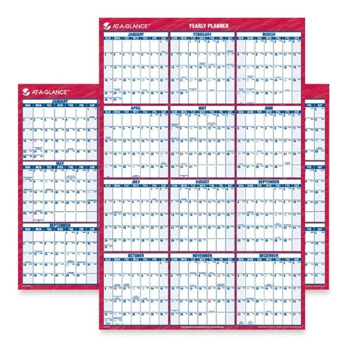 At-A-Glance Wall Calendar,2-Sided,Horz/Vert,12 Months,24"x36",Red/Blue