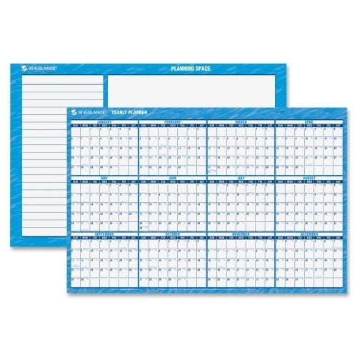 At-A-Glance Erasable Wall Calendar,Horiz.,Jan-Dec,2-Sided,48"x32",Blue