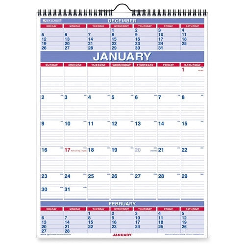 At-A-Glance 3-Month Wall Calendar,Wirebound,Jan-Dec,15-1/2"x22-3/4"