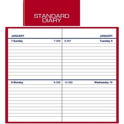 Standard Business Diary, 12 Months Jan-Dec, Red