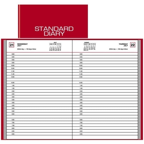 Diary Appointment Book, 12 Months Jan-Dec, Red