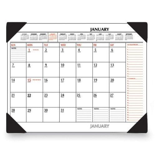 At-A-Glance Desk Calendar,12 Months Jan-Dec,22"x17", Black