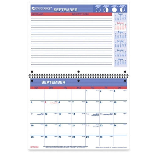 Desk/Wall Calendar,16 Month Sep-Dec, Blue/White