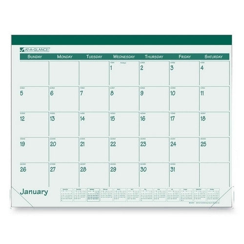 At-A-Glance Monthly Fashion Desk Pads, Jan-Dec, 1PPM, 22"x17", Green
