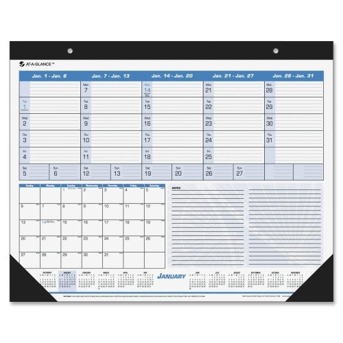 At-A-Glance Weekly/Monthly Desk Pad,12 Months Jan-Dec, 22"x17", Black