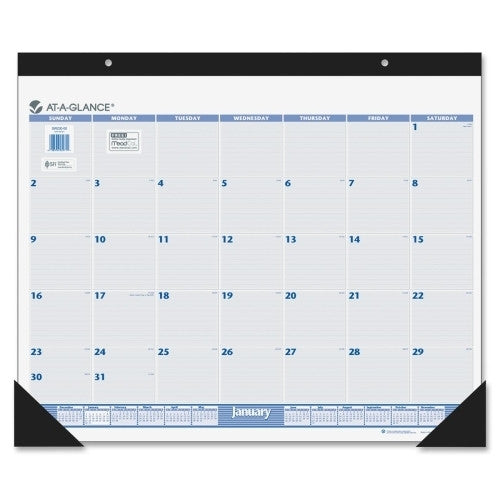 At-A-Glance Monthly Desk Pad Calendar,12 Month Jan-Dec,24"x19",Black Binding