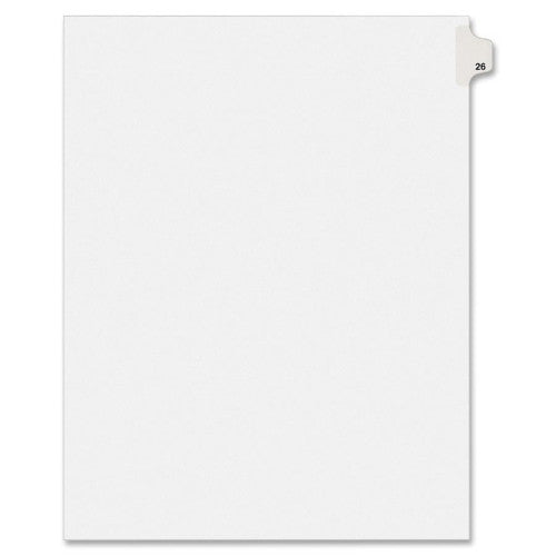 Avery Consumer Products Numeric Divider, "26", Side Tab, 11"x8-1/2", 25/PK, White