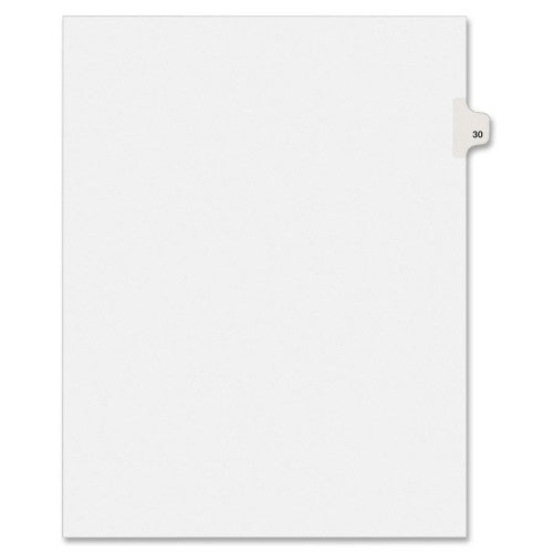 Avery Consumer Products Numeric Divider, "30", Side Tab, 11"x8-1/2", 25/PK, White