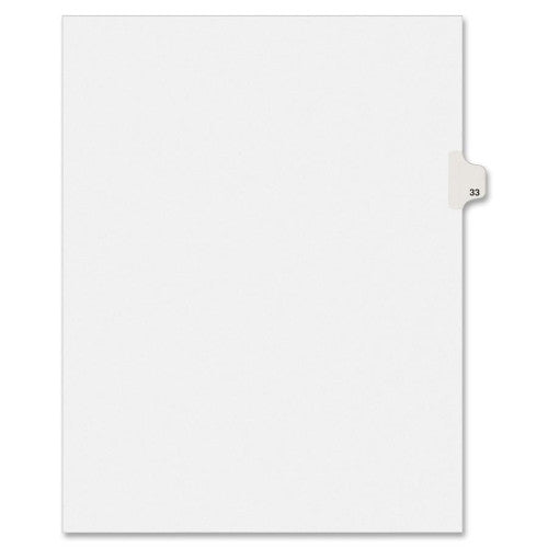 Avery Consumer Products Numeric Divider, "33", Side Tab, 11"x8-1/2", 25/PK, White