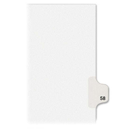 Avery Consumer Products Numeric Divider, "58", Side Tab, 11"x8-1/2", 25/PK, White