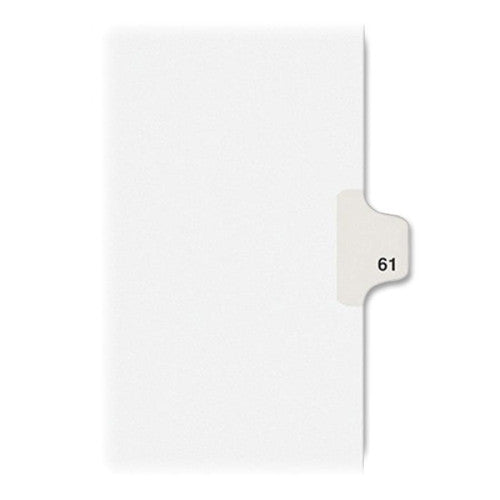 Avery Consumer Products Numeric Divider, "61", Side Tab, 11"x8-1/2", 25/PK, White