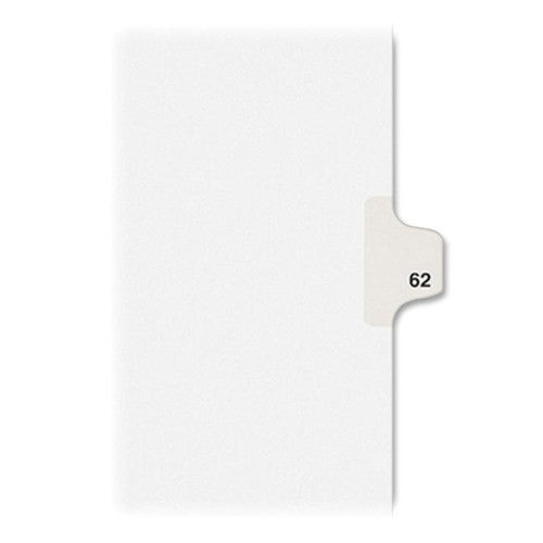 Avery Consumer Products Numeric Divider, "62", Side Tab, 11"x8-1/2", 25/PK, White