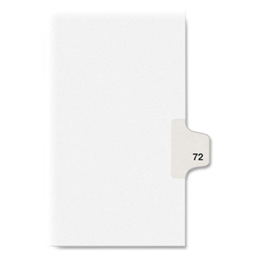 Avery Consumer Products Numeric Divider, "72", Side Tab, 11"x8-1/2", 25/PK, White