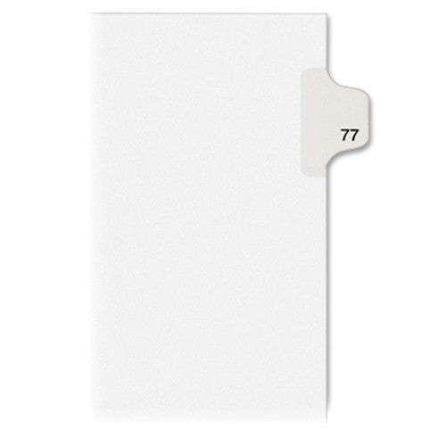 Avery Consumer Products Numeric Divider, "77", Side Tab, 11"x8-1/2", 25/PK, White