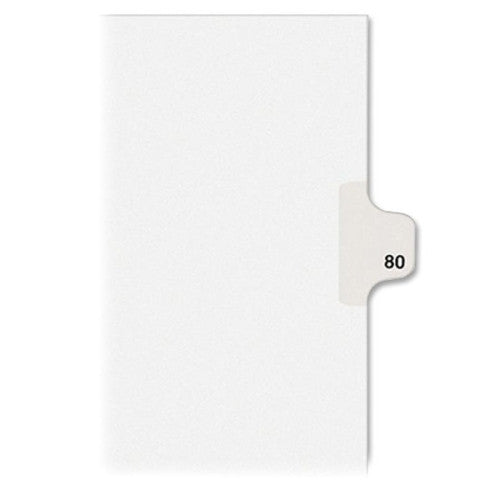 Avery Consumer Products Numeric Divider, "80", Side Tab, 11"x8-1/2", 25/PK, White