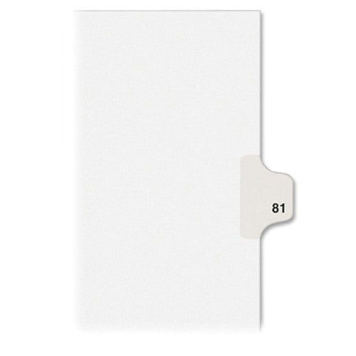 Avery Consumer Products Numeric Divider, "81", Side Tab, 11"x8-1/2", 25/PK, White