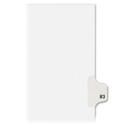 Avery Consumer Products Numeric Divider, "83", Side Tab, 11"x8-1/2", 25/PK, White