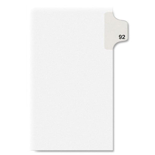 Avery Consumer Products Numeric Divider, "92", Side Tab, 11"x8-1/2", 25/PK, White