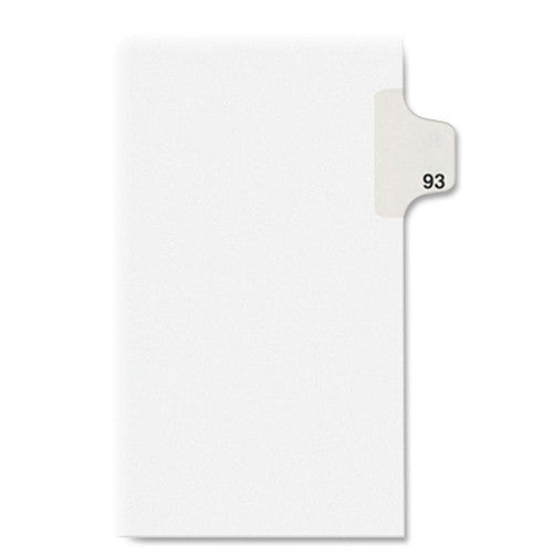 Avery Consumer Products Numeric Divider, "93", Side Tab, 11"x8-1/2", 25/PK, White