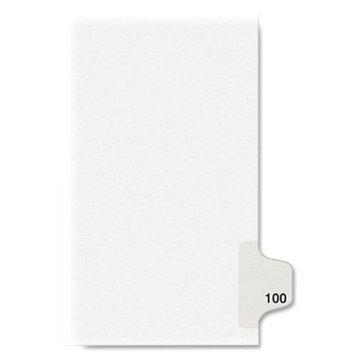 Avery Consumer Products Numeric Divider, "100", Side Tab, 11"x8-1/2", 25/PK, White