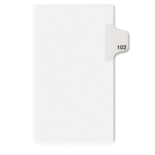 Avery Consumer Products Numeric Divider, "102", Side Tab, 11"x8-1/2", 25/PK, White